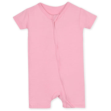 Gerber Unisex Baby Buttery Soft Short Sleeve Romper With Viscose Made From Eucalyptus, Sea Pink, 12 Months