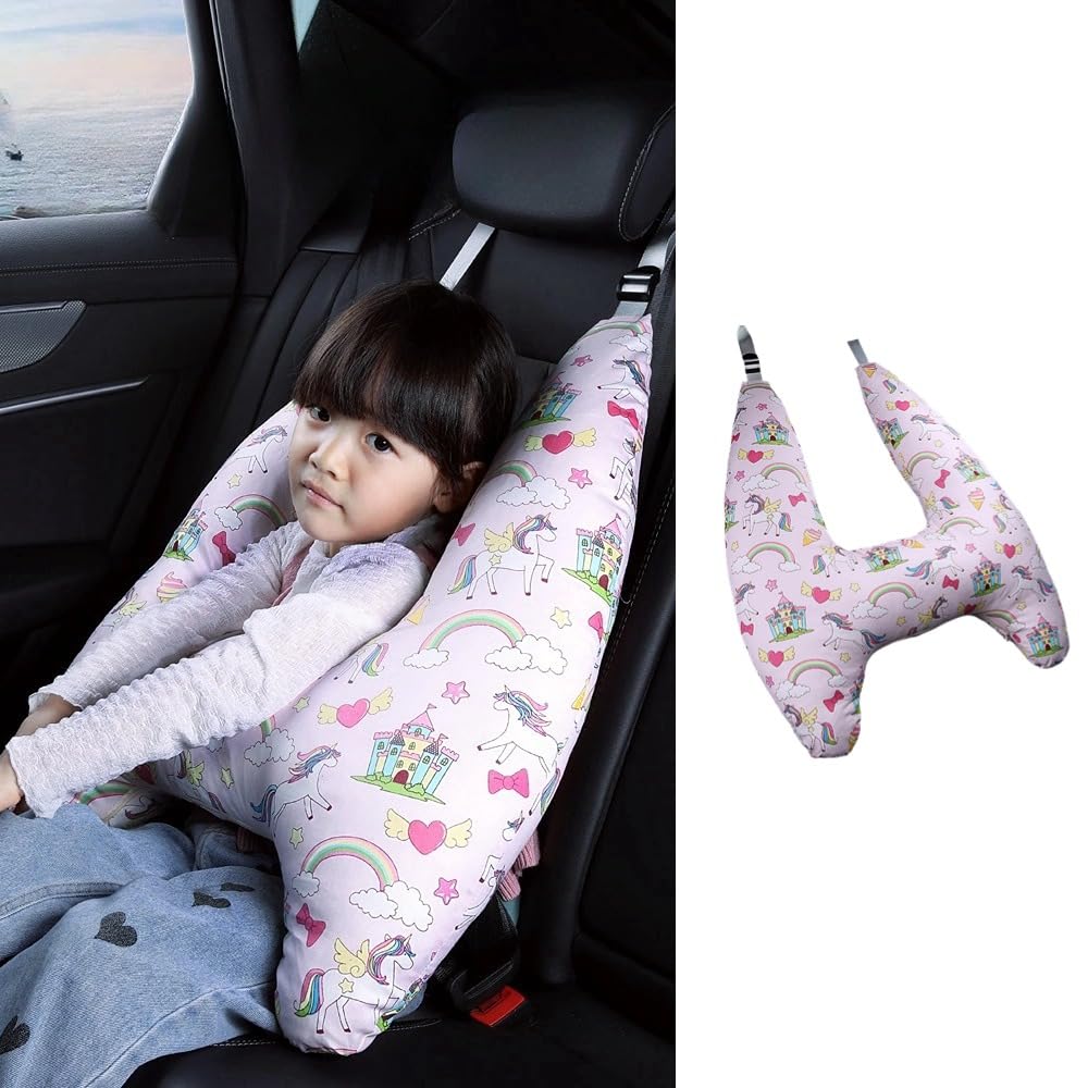 Kids' Travel Pillow Headrest Washable Cover Travel Pillow Cushion For The Back Seat Of Car Seat Belt Adjuster For Child Sleeping