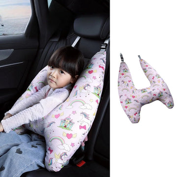 Kids' Travel Pillow Headrest Washable Cover Travel Pillow Cushion For The Back Seat Of Car Seat Belt Adjuster For Child Sleeping