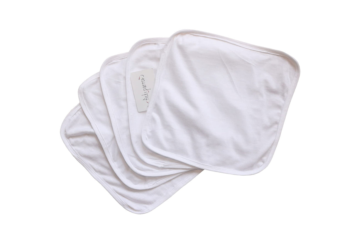 PICKSPARROW Cotton Newborn Baby Face Towels/Baby Cloth Wipes/Napkins/Wash Cloths (24 * 24 cm, HosieryWhite, Set of 5))