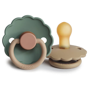 Frigg Daisy Natural Rubber Baby Pacifier | Made In Denmark | Bpa-Free (Willow/Croissant, 0-6 Months) 2-Pack
