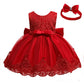 Baby Christmas Embroidery Lace Dresses Little Kid Easter Halloween Wedding Formal Event Dress (Red 8348,24M)