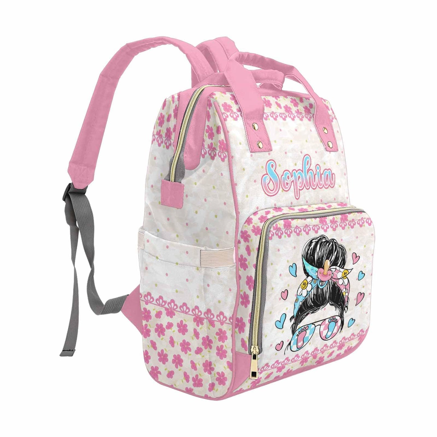 M Yescustom Custom Cute Diaper Bag Backpack For Girls Boys Large Capacity With Pockets Personalized Baby Diaper Bags For Mom Wat