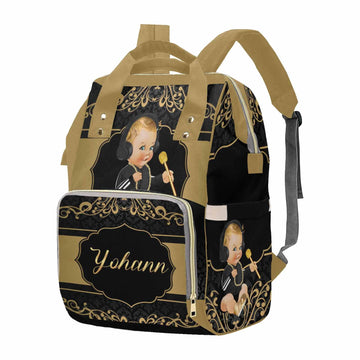 M Yescustom Personalized Diaper Bag For Baby, Large Capacity Custom Black Crown Diaper Bag With Name, Waterproof Diaper Bag Back