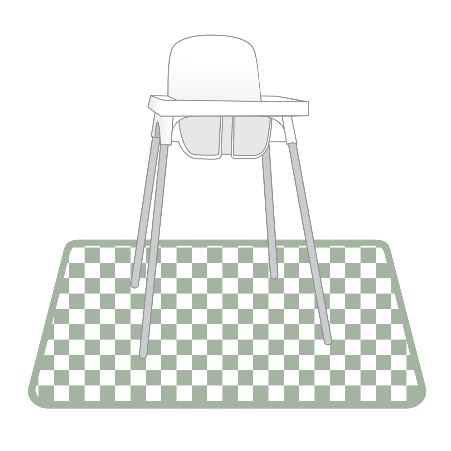 Bapronbaby Sage Checkerboard Splash Mat - Waterproof Catch-All For Under High Chairs, Floors, Tables, Playtime Or Arts & Crafts
