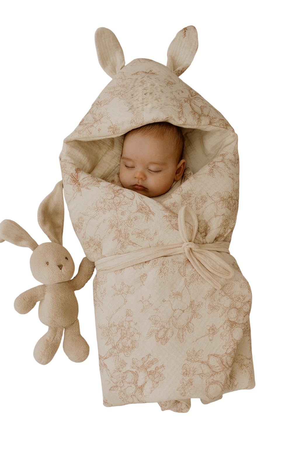 Kinder Valley 100% Cotton Hooded Muslin Blanket for Newborn Baby Girl | Triple Layer Baby Blanket, Soft, Lightweight, Breathable