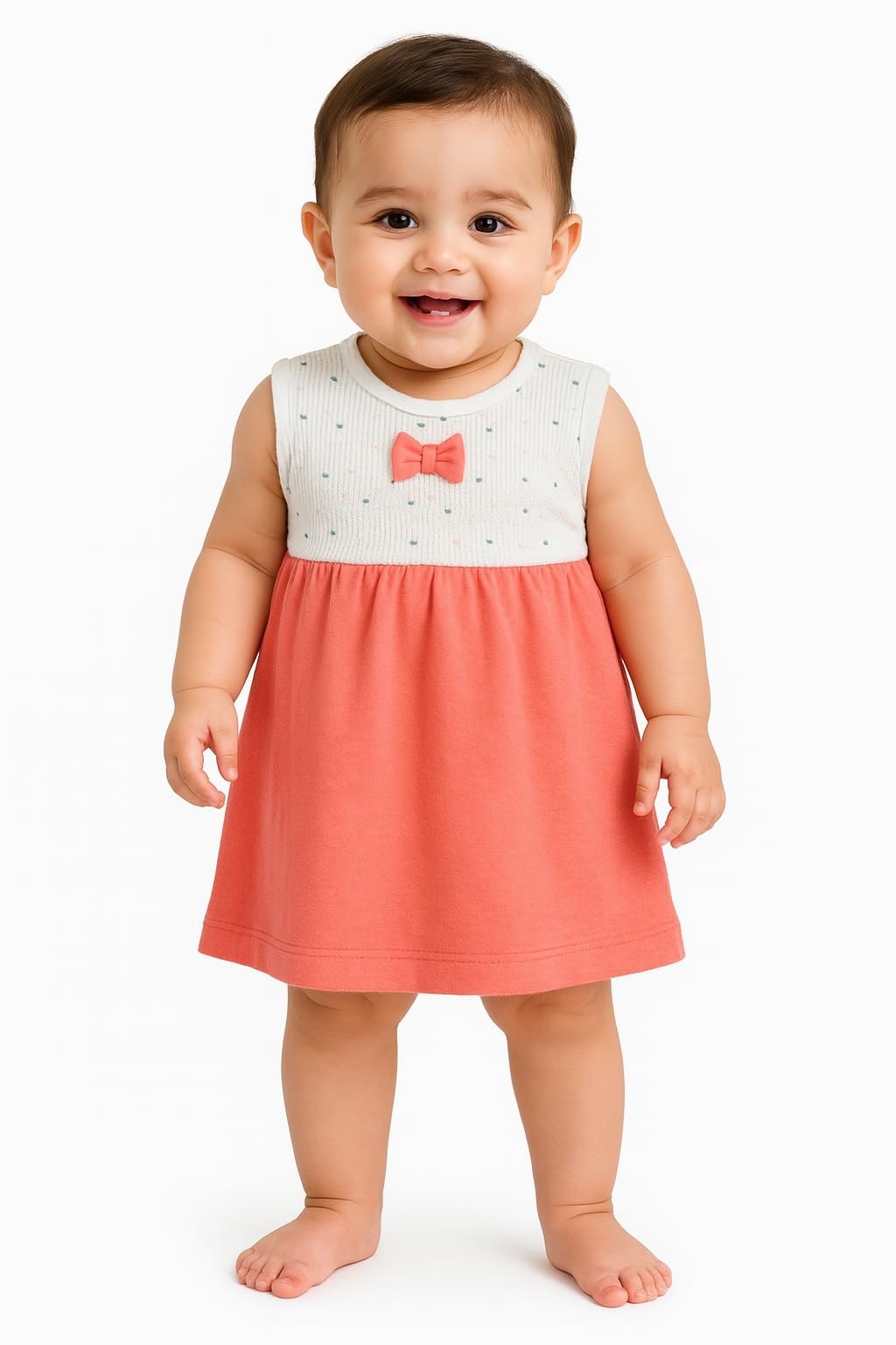 Love Wraps Baby Girls Cotton Frock Set  Sleeveless Frock for Babies L(1218M) Style 10009 Printed, Multicolour