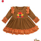 Toddler Thanksgiving Baby Girl Outfit Turkey Tutu Dress + Printing Pants + Headband 3Pc Outfits Set 12-18M Brown