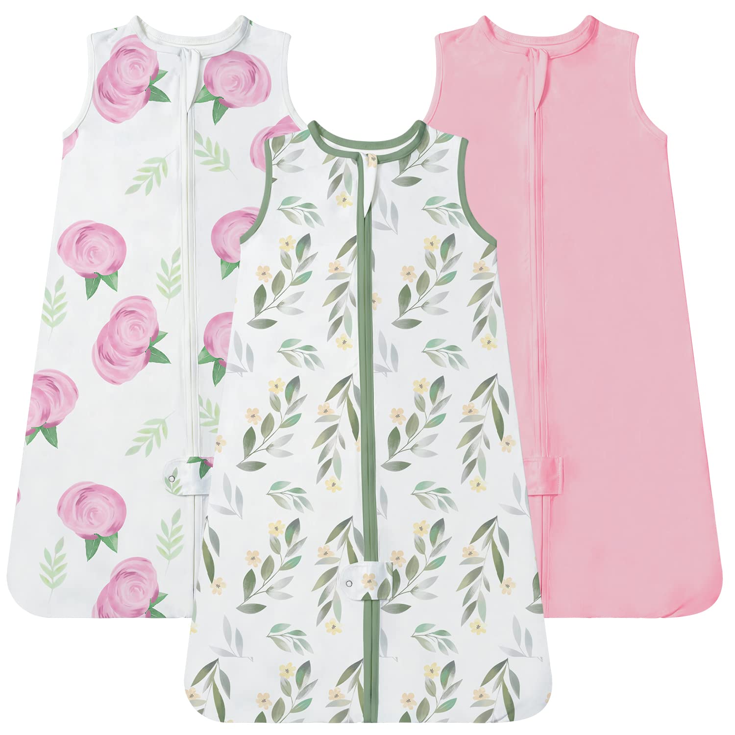 TotAha Baby Girl Sleep Sack 6-12 months 3 Pack, Buttery Soft Wearable Blanket Baby Sleeping Bag with 2-way Safe Zipper