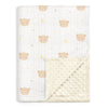 Bear Baby Blankets for Boys Girls, Soft Nursery Minky Blankets with Muslin and Dotted Fleece Back 30x40 inches, Receiving Bed Qu