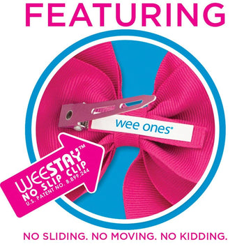 Wee Ones Girls' Classic Grosgrain Hair Bow On A Weestay Clip With Plain Wrap, King, Hot Pink