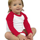 Monag Long Sleeve Raglan Bodysuit 6-12M White/Red
