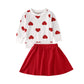 Goocheer Valentine'S Day Toddler Girl Outfit Heart Long Sleeve Top Skirt 2Pcs Kids Toddler Girl Valentine'S Day Clothes Set (Red