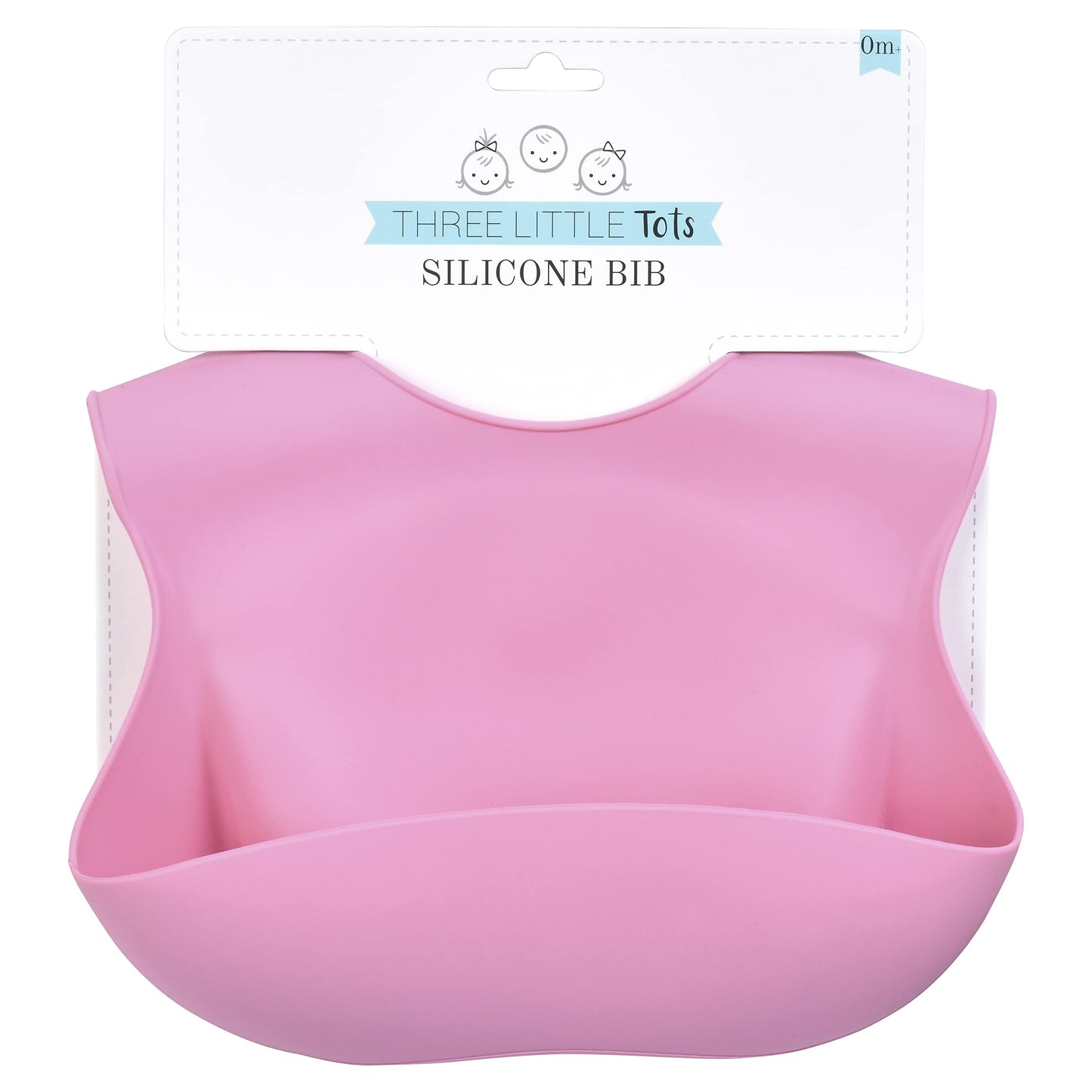 Three Little Tots Modern Silicone Baby Bib - Adjustable Fit Waterproof Catch Bibs ((Rose)