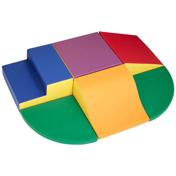 Amazon Basics Soft Play Wall Climb and Slide for Kids, Indoor Climbing Foam, Medium, 6-Piece (Red, Green, Blue, Yellow, Purple, 