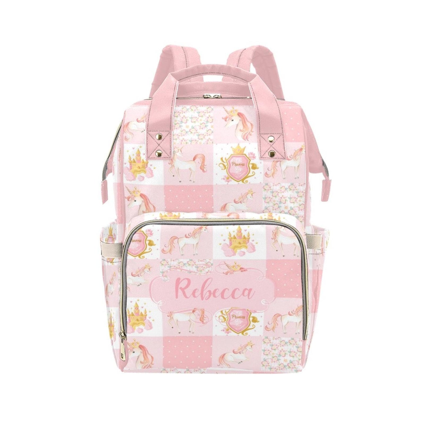 Personalized Unicorn Diaper Bag with Name - Custom Baby Bag, Nursing Tote Backpack for Mom, Custom Name Mommy Daypack, Shower Gi