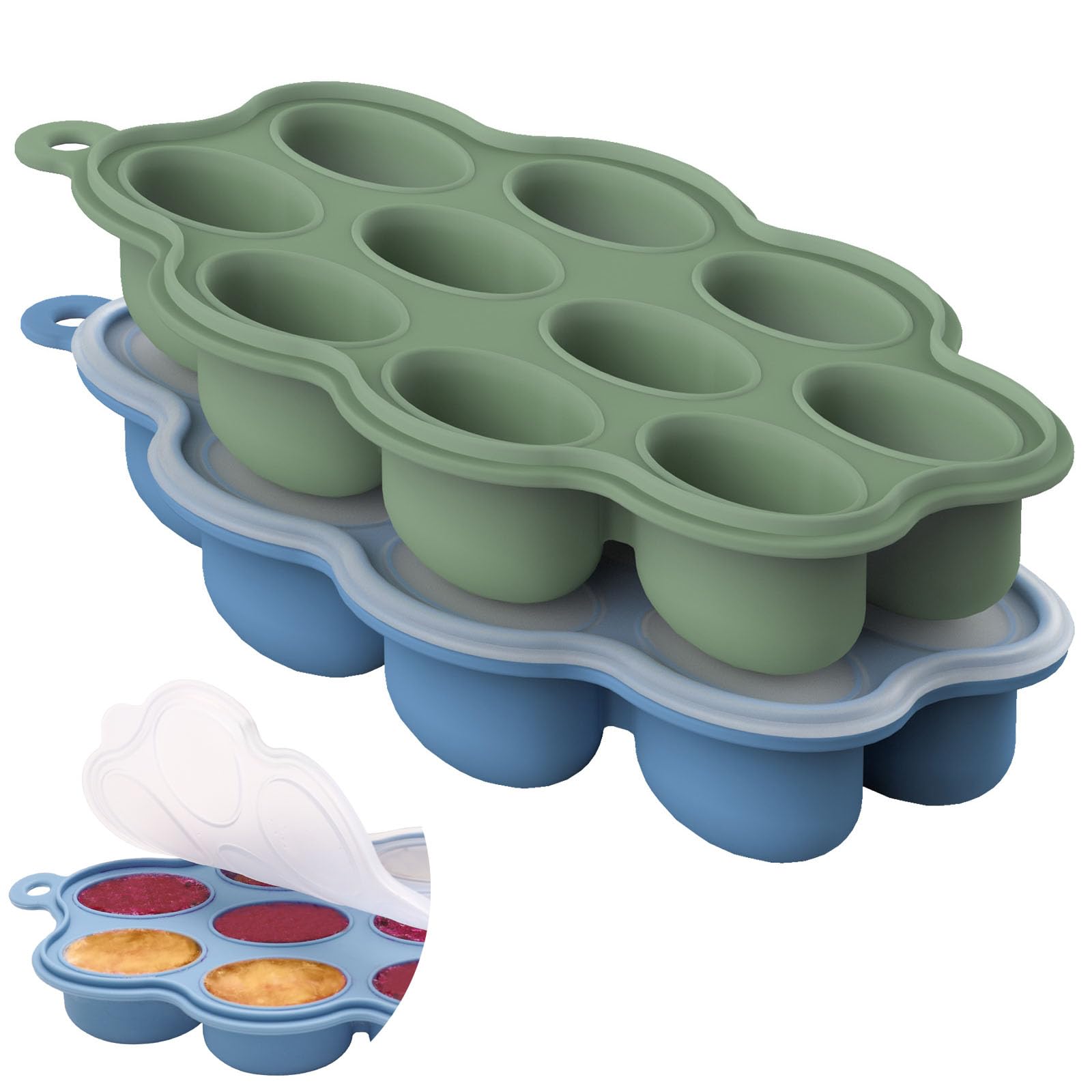 Btrfe Baby Food Storage Container 2 Pack Silicone Freezer Tray Breast Milk Molds For Homemade Baby Food, Fruit Purees, Vegetable