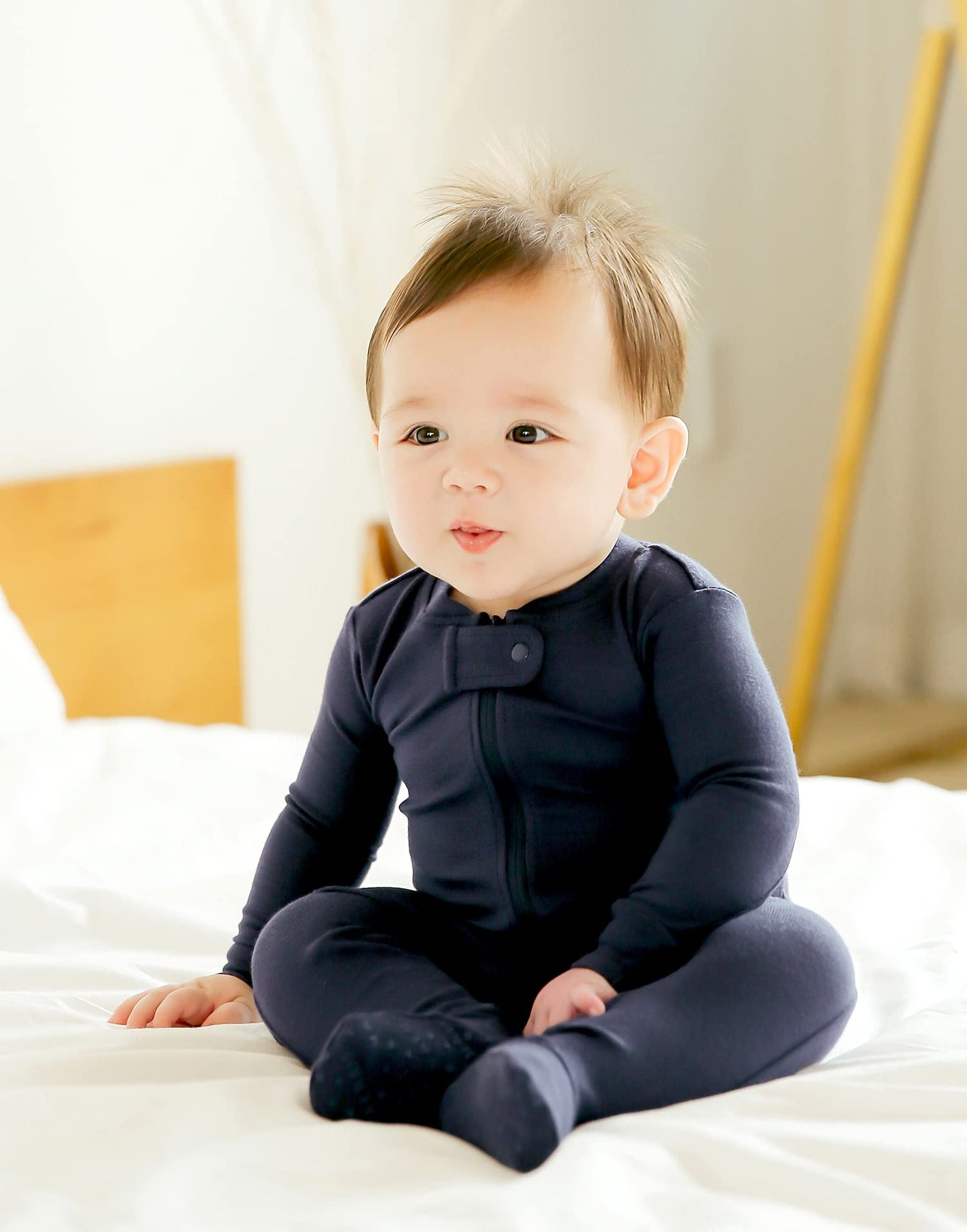 Vaenait Baby Toddler Boys Girls Solid Footie Pajama Cozy Modal Navy 0-3M