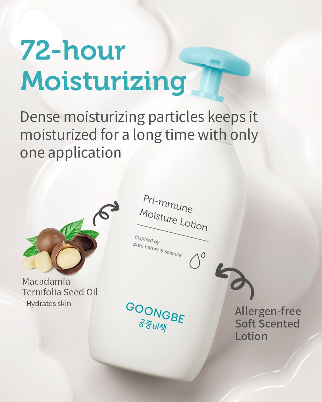 Goongbe Pri-Mmune Moisture Lotion - Korean Baby Body Lotion - Hypoallergenic Moisturizing & Calming Daily Moisturizer For Dry Sk