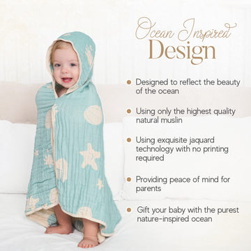 Hardnok Ultra-Soft Muslin Baby Hooded Towel - 32 X 32 Inches, Ideal For Bath & Beach, Suitable For Both Boys & Girls From Newbor