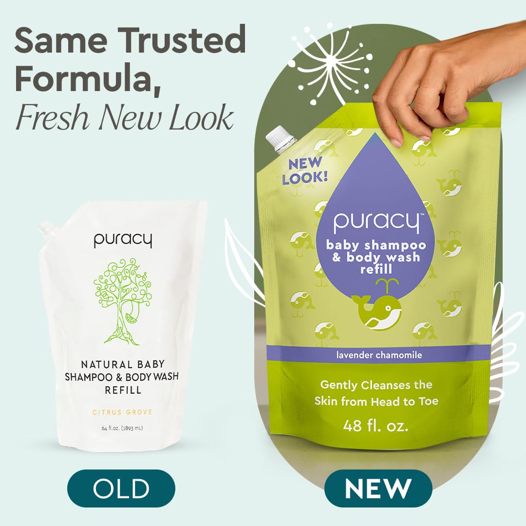 Puracy Shampoo & Body Wash For Children - Perfect Skin, Pure Ingredients - With 12 Fruit & Vegetable Extracts For Silky Smooth S