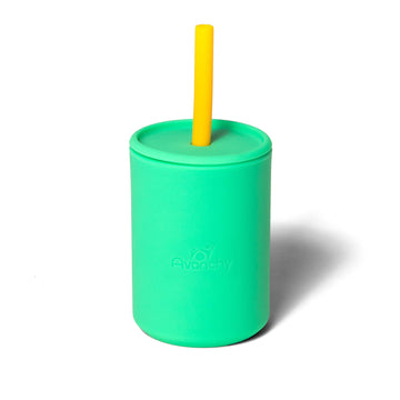Avanchy Baby Cup With Straw, Training Sippy Cups For Infant To Toddler Kids, Baby Led Weaning 5 Ounce, 6+ Months, Silicone, Gree