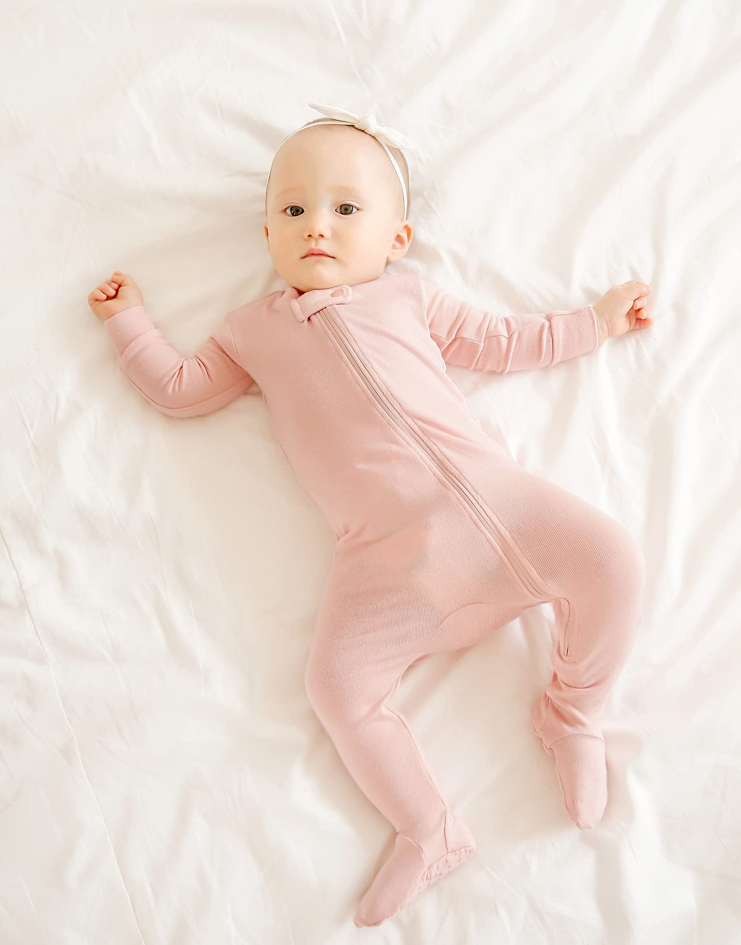 Vaenait Baby Toddler Boys Girls Solid Footie Pajama Cozy Modal Milkpink 0-3M