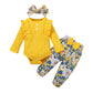 Hopscotch Baby Girls Polyester And Spandex Pant Set In Yellow Color For Ages (912 Months)