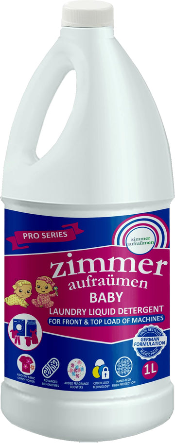 Zimmer Aufraumen Pro Baby Laundry Liquid Detergent 1 Liter  Top & Front Load Machine. With PlantBased Ingredients & Bio Enzyme
