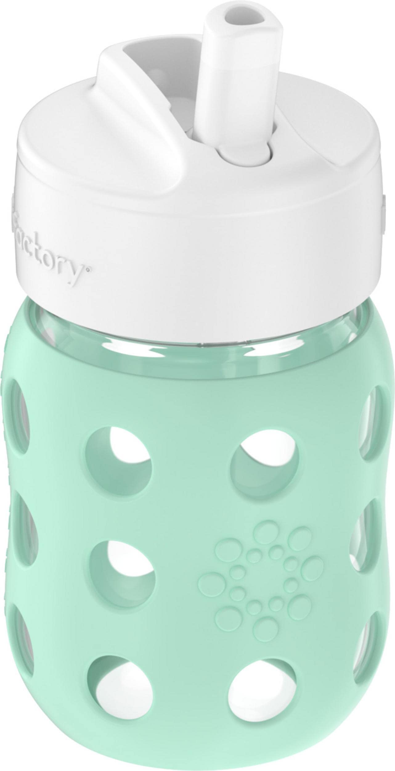 Lifefactory 8-Ounce Wide Neck Glass Baby Bottle With Protective Silicone Sleeve And Pivot Straw Cap, Mint (Lg2241Wmi4)