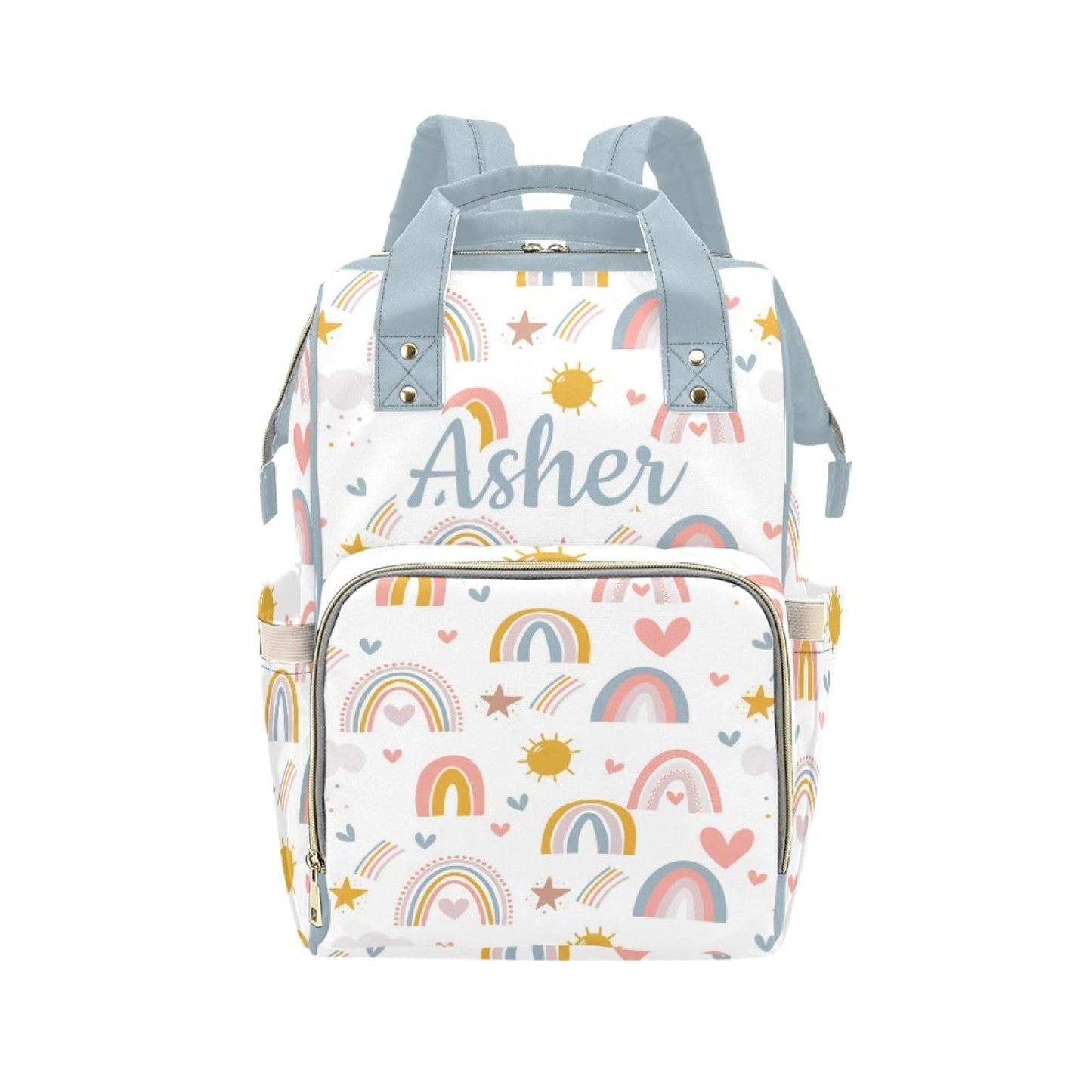 Workvalor Rainbow Personalized Diaper Bag with Custom Name - Custom Baby Tote Backpack for Mom, Unique Gift for New Parents, Bab