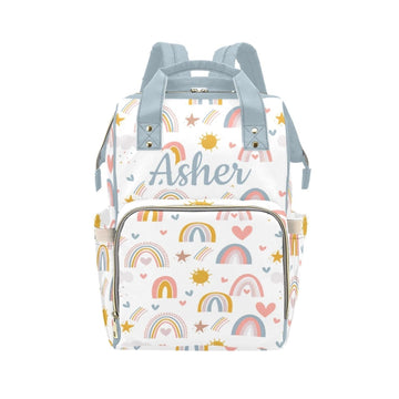 Workvalor Rainbow Personalized Diaper Bag with Custom Name - Custom Baby Tote Backpack for Mom, Unique Gift for New Parents, Bab
