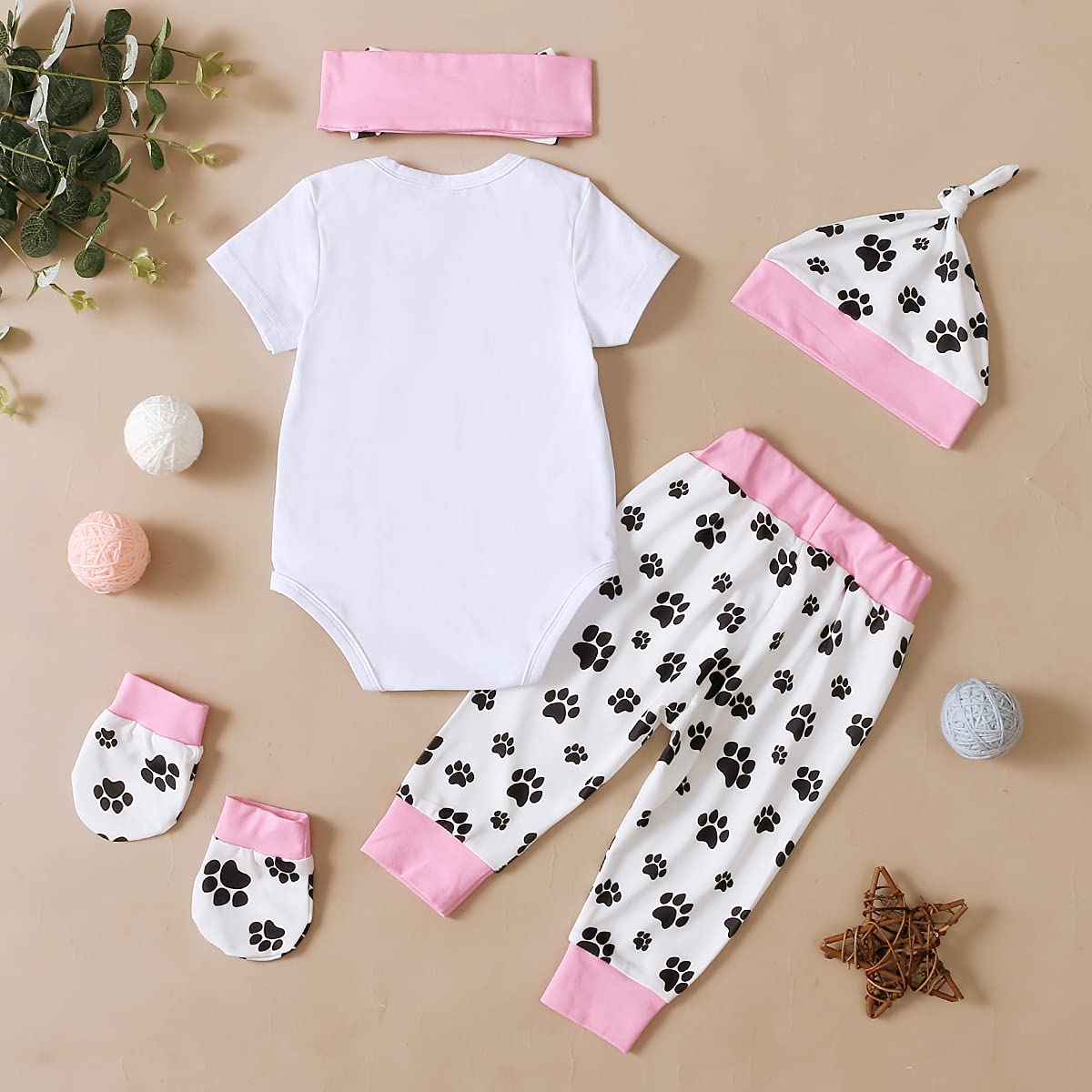 Aslaylme Newborn Girl Outfits Baby Coming Home Outfit Going Home Outit Baby Girl Bodysuit (Pink,0-3 Months)