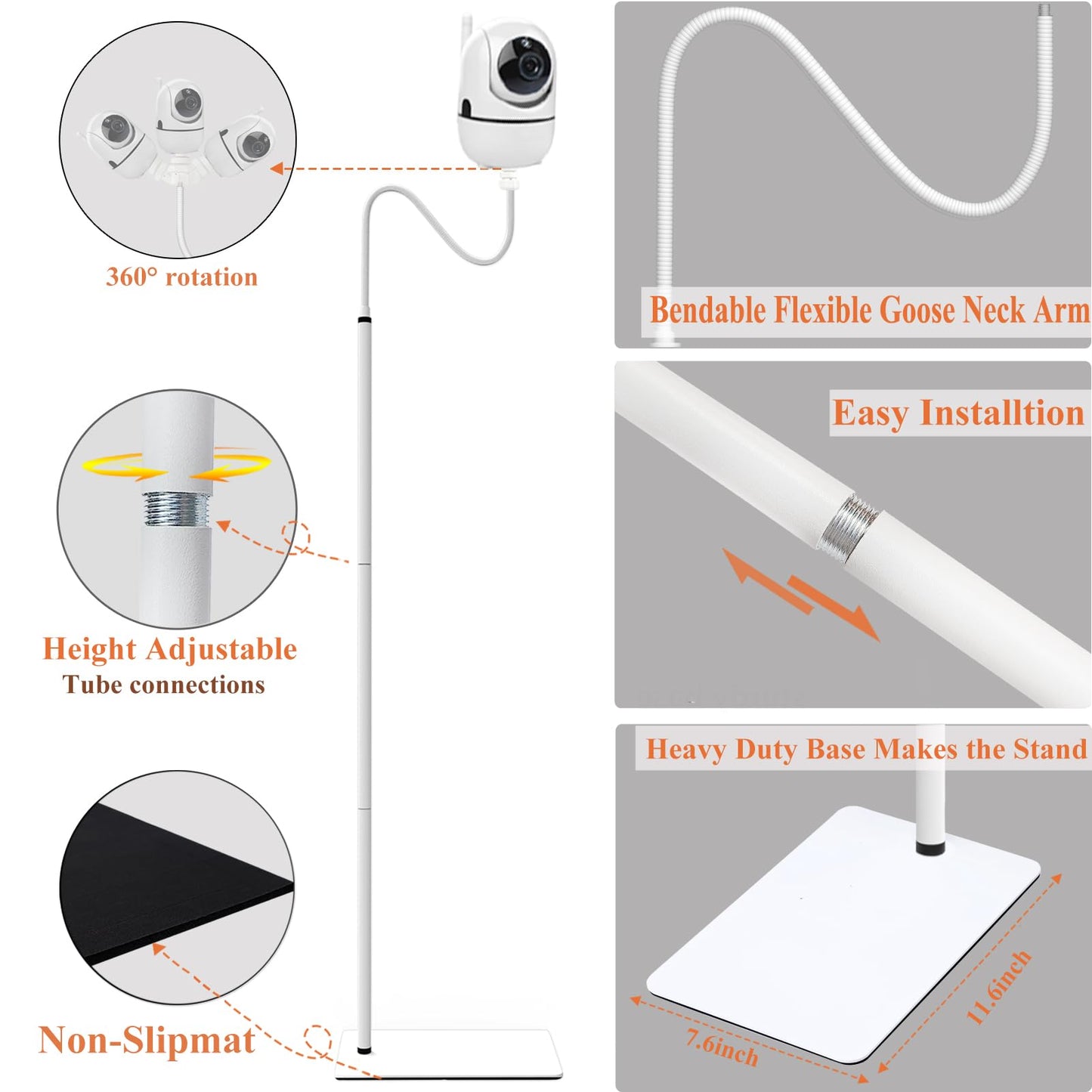 Jamyok Baby Monitor Floor Stand Holder For Hellobaby Hb40/Hb6550/Hb6550 Pro/ Hb6339/Hb65/Hb66/Hb248/Hb6558,Blemil Bl9052-2,Juan