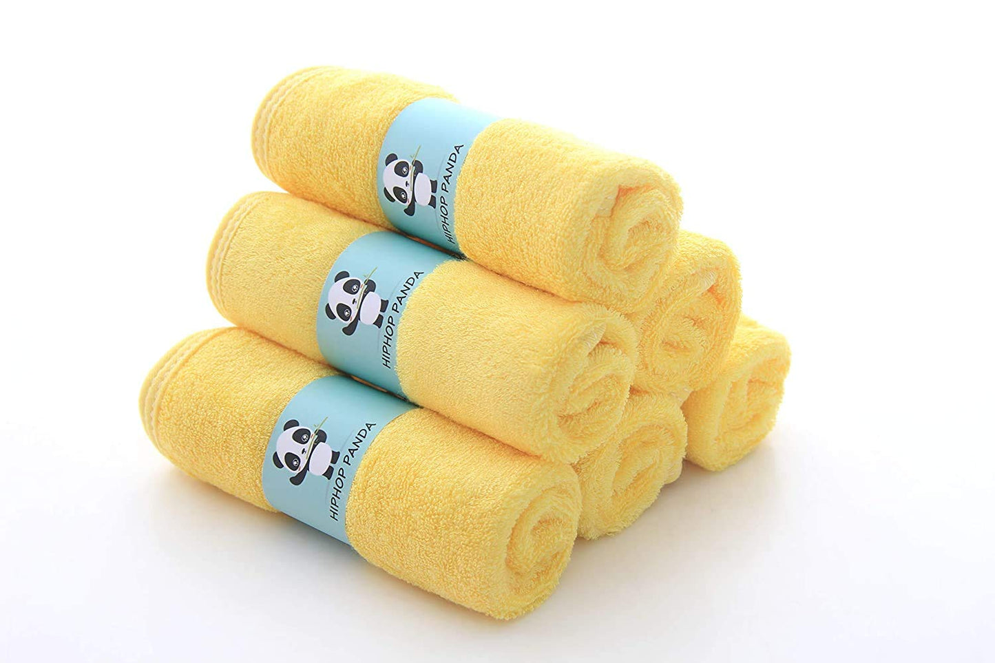 Hiphop Panda Baby Washcloths, Rayon Made From Bamboo - 2 Layer Ultra Soft Absorbent Newborn Bath Face Towel - Reusable Baby Wipe