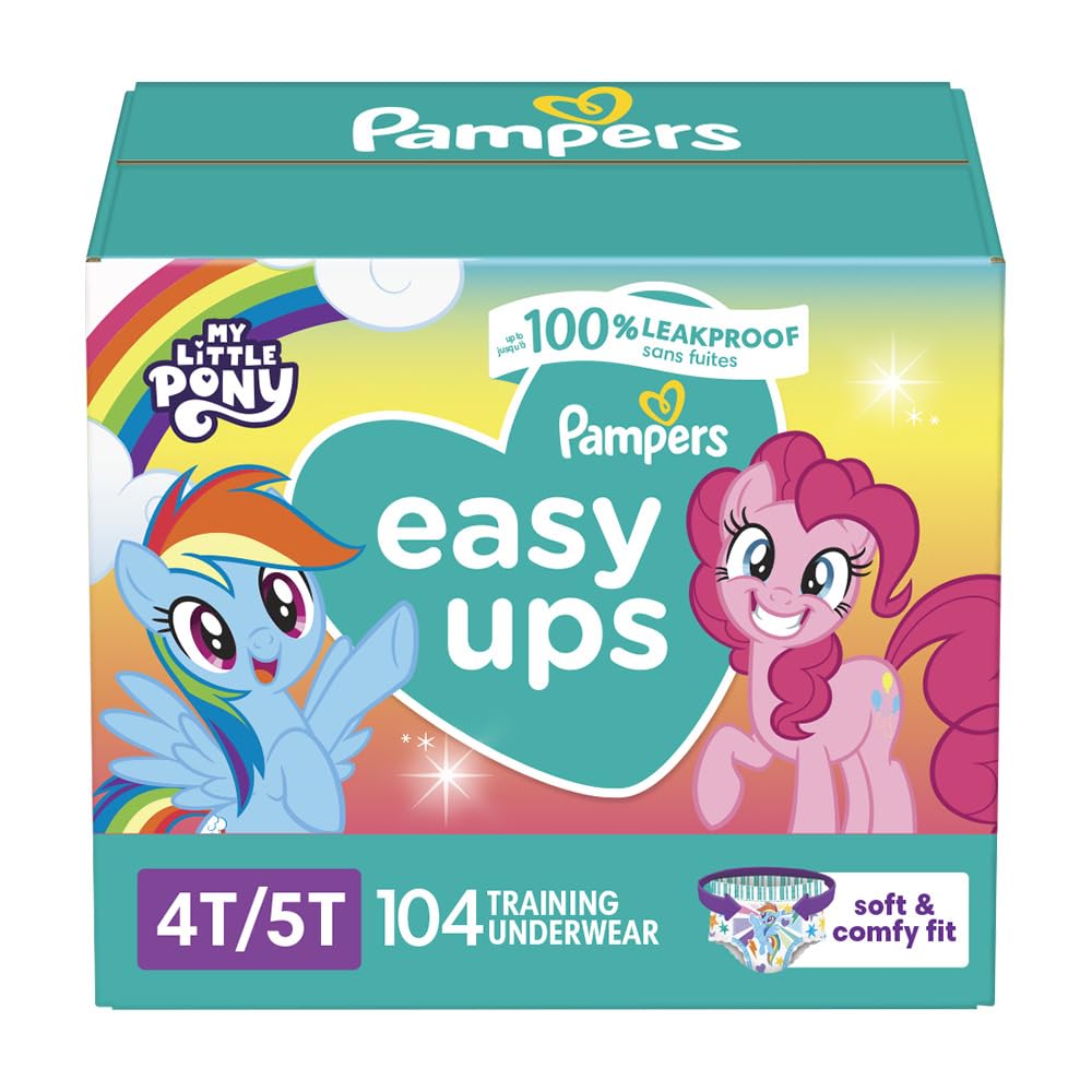 Pampers Training Pants - Easy Ups Girls & Boys - Size 4T-5T, 104 Count, My Little Pony Potty Underwear (Packaging May Vary)