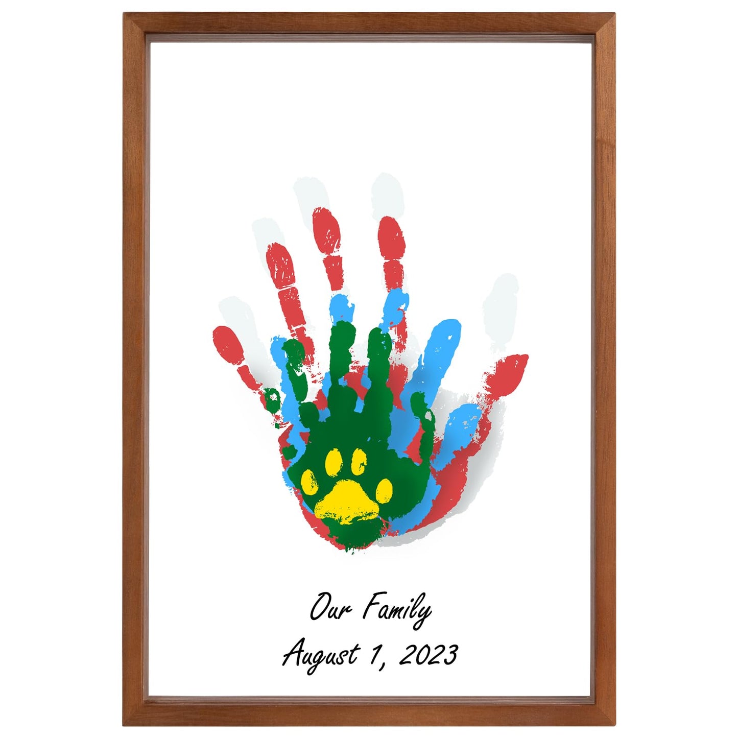 Family Handprint Kit - Gifts For New Parents -Create Lasting Diy Craft Keepsake Wooden Frame -Includes 5 Paint Colors - Transpar