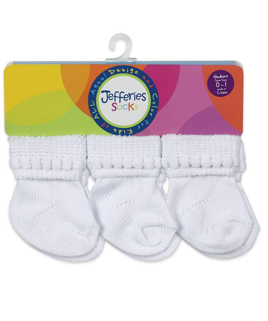 Jefferies Socks Baby Girls Boys Rock-A-Bye Bootie Socks 6 Pack, White, 0-9 Months