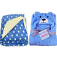 BRANDONN All Season Supersoft Hooded Blue Dog and Royal Dotted Printed Baby Blanket and Bath Towel  Pack of 2