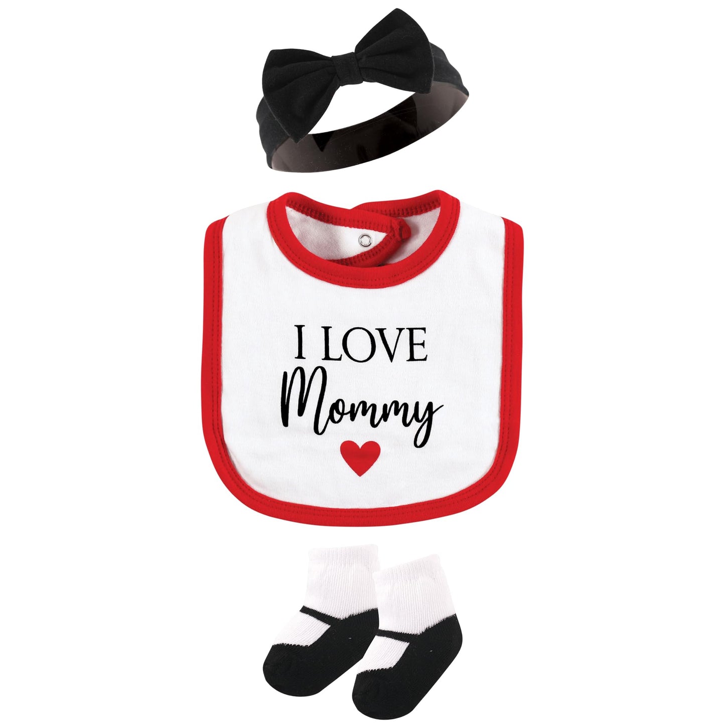 Hudson Baby Unisex Baby Cotton Layette Set, Girl Mommy Red Black, 3-6 Months