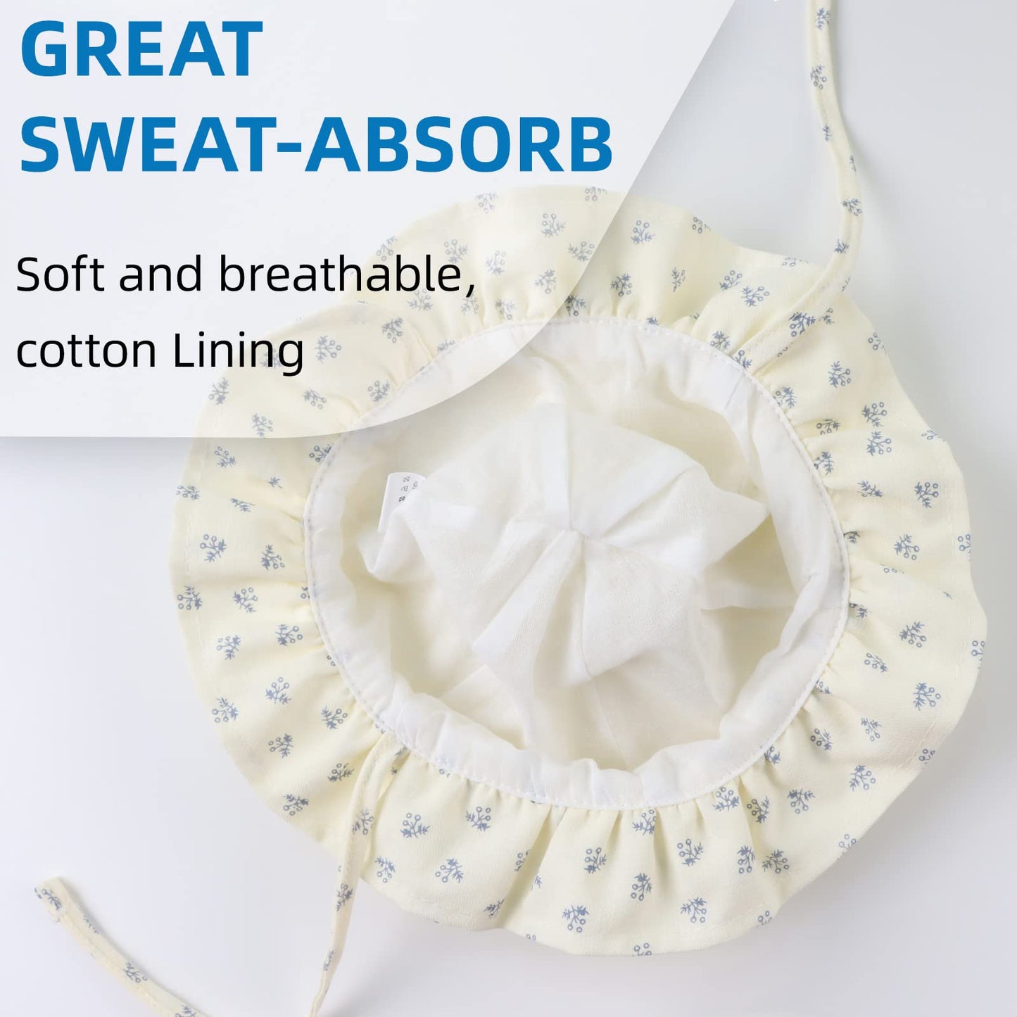 Jangannsa Bow Baby Girls Summer Hat Flower Toddler Girls Sun Hat Cotton Breathable Infant Cap (Beige Floral, 18.1'(3-6 Months))