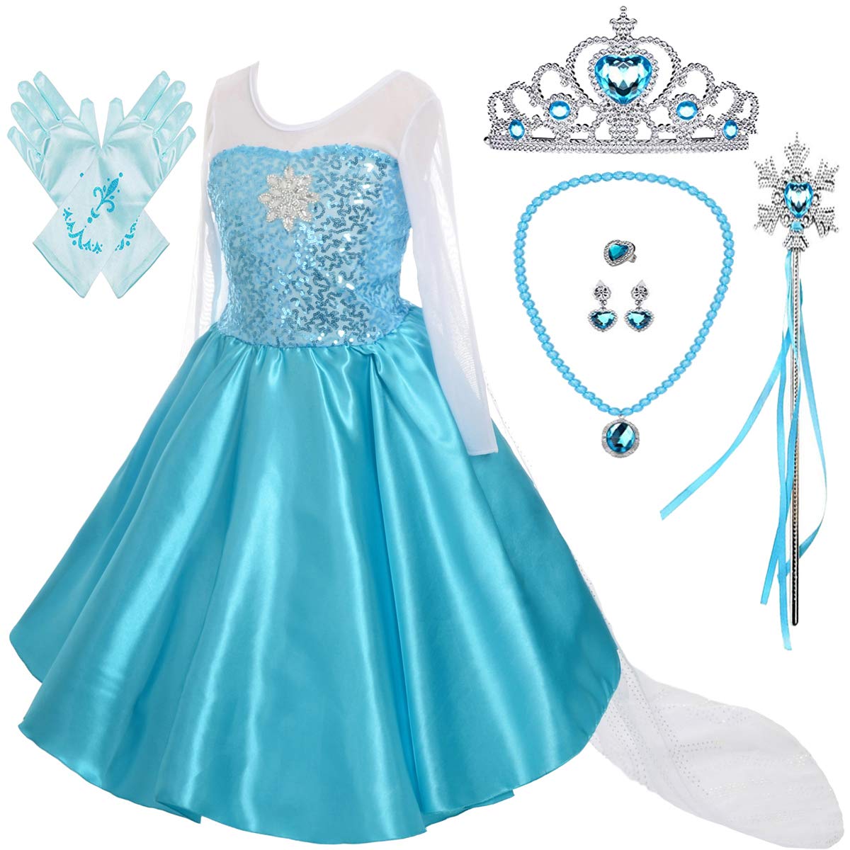 Lito Angels Girls Princess Dress Up Costumes Snow Queen Dress Halloween Christmas Costume With Accessories Size 8