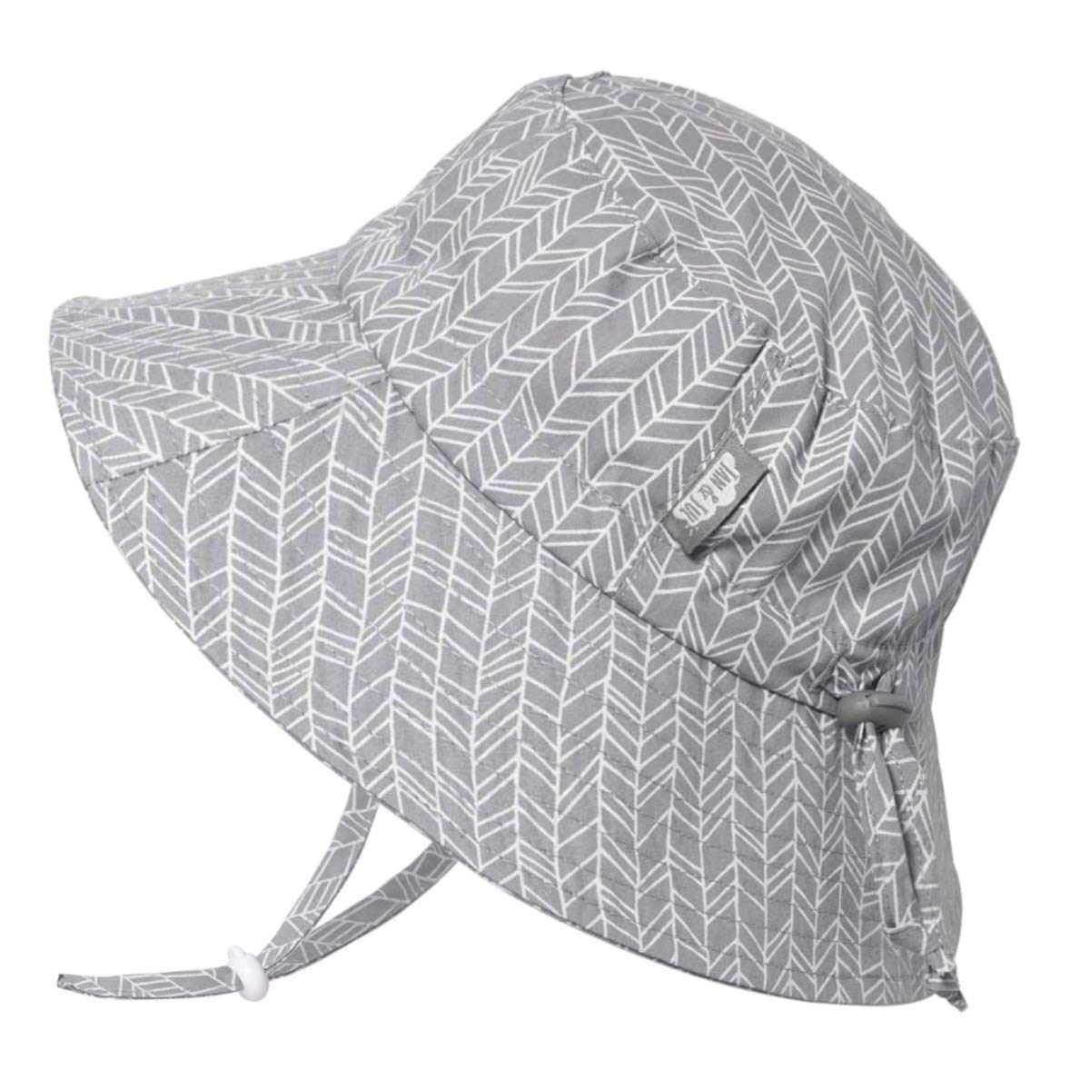 Jan & Jul Summer Kids Bucket Hat With Adjustable Strap (Xl: 5-12 Years, Grey Herringbone)
