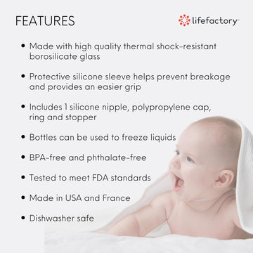 Lifefactory Glass Baby Bottles With Silicone Protection - 2-Pack, 9 Oz Bottles, Blueberry & Grape