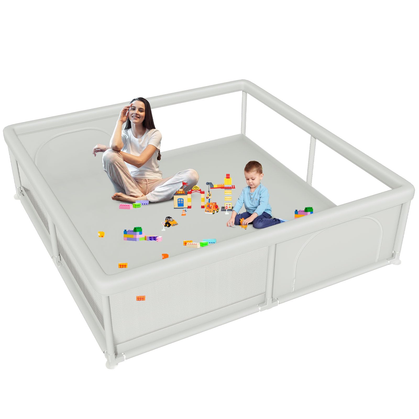 Hiaksedt 79x79 Inch Baby Playpen for Babies and Toddlers, Extra Large Play Yards for Indoor & Outdoor with Zipper Gates, Breatha
