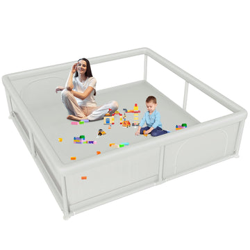 Hiaksedt 79x79 Inch Baby Playpen for Babies and Toddlers, Extra Large Play Yards for Indoor & Outdoor with Zipper Gates, Breatha