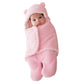 NAMAN Newborn Plush Swaddle, Hodded Blanket, Sleeping Bag, Warm and Soft Swaddle Wrap for Baby boy and Baby GirlPink_Solid