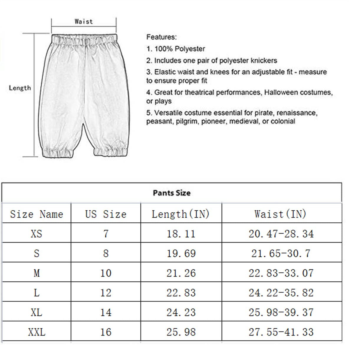 Bpurb Boys Colonial Costume 18Th Century Colonial Pilgrim Costume Boys Knicker Pants White