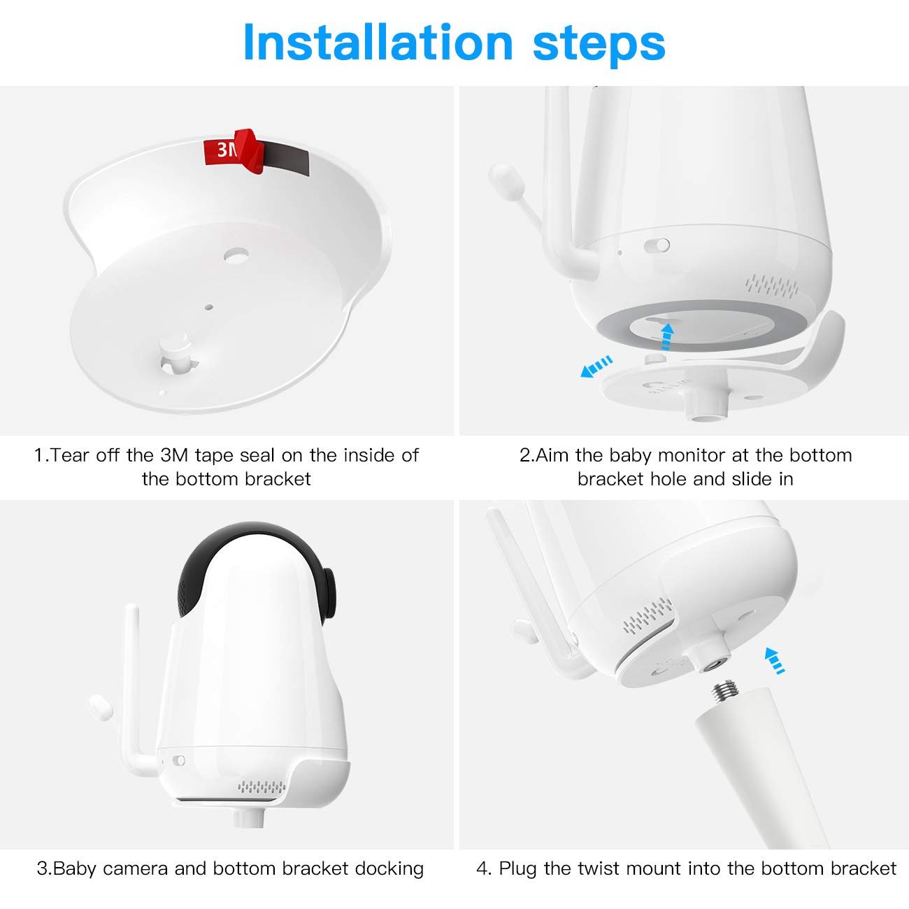 Tiuihu Baby Monitor Flexible Mount For Hipp Baby Monitor,Twist Versatile Mounting Kit For Vava/Hipp Baby Monitor