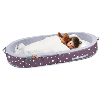 Mooedcoe Portable Foldable Toddler Travel Bed with Sides, Folding Toddler Bed for Travel Kid Foam Sleeping Cot for Children 18M 